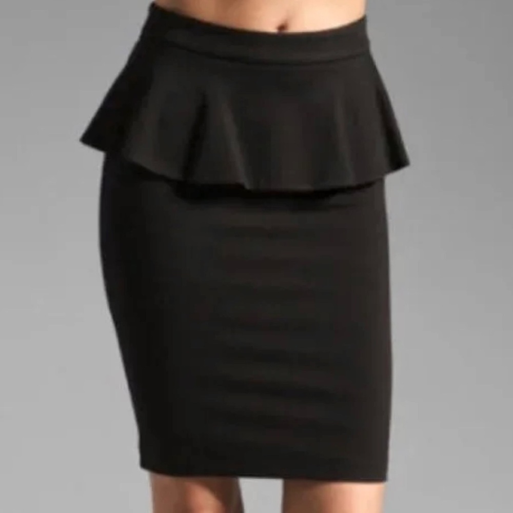Alice + Olivia Black Thick Stretch Peplum Pencil Skirt - Picture 2 of 10
